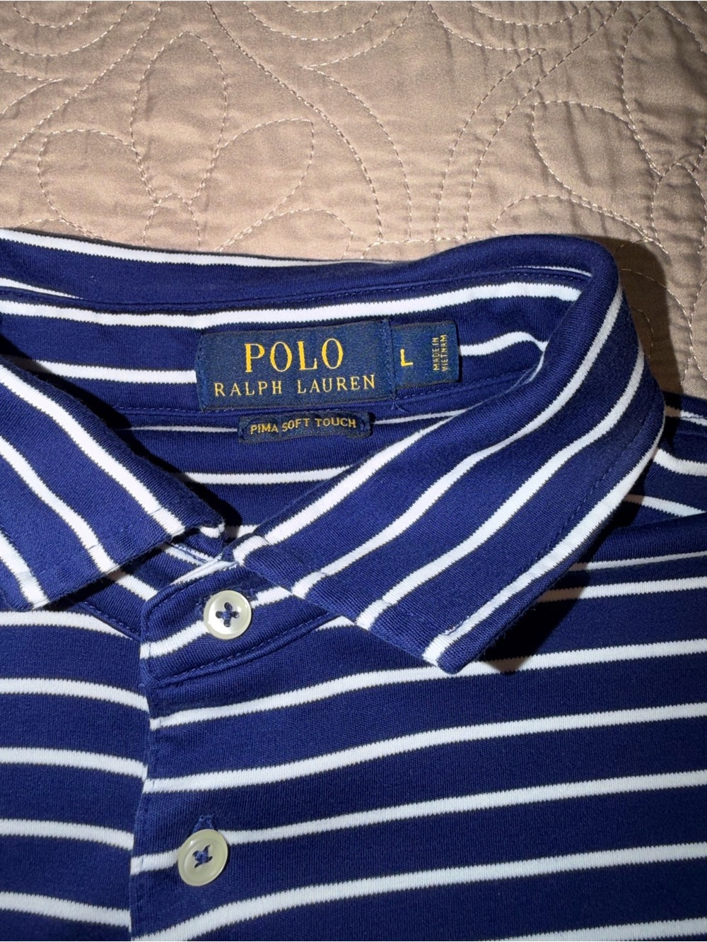 Polo by Ralph Lauren Navy & White Striped Pima Polo